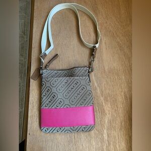 Coach Signature Brown and Pink Crossbody Bag